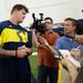 Michigan offensive lineman Taylor Lewan looks on during a press conference at the Al Glick Fieldhouse on Monday, August 5, 2013. Melanie Maxwell | AnnArbor.com